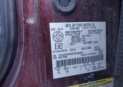 2012 Ford Expedition Max Limited z USA, uszkodzony, nr VIN 1FMJK2A52CEF44961